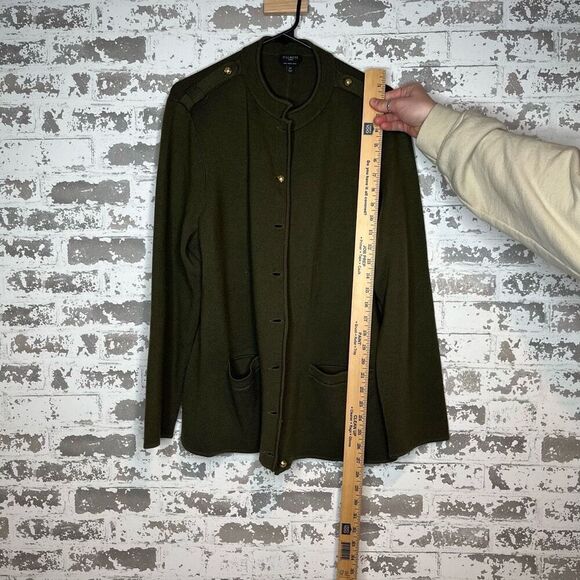 Talbots | women green button down wool cardigan with gold buttons - Picture 5 of 10